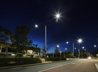 Joondalup City Centre night photo showing the Mondoluce supplied lighting